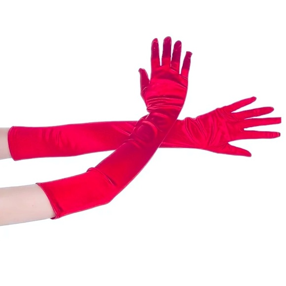 Classic Satin Glossy Long Gloves Party Bridal Dance Opera Length Gloves Hallowee - Picture 2 of 11